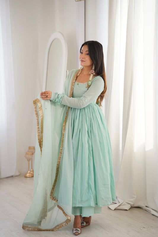 Elegant Designer Anarkali Three Piece Set"