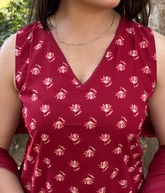 Regal Maroon Ethnic Ensemble Kurta Pant Set