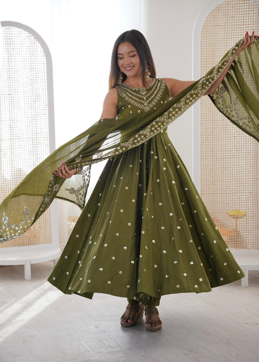 Leffy Premium Designer Anarkali Suit Set with Dupatta