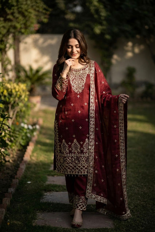 GMY SILK With Heavy Embroidery Sequence Work