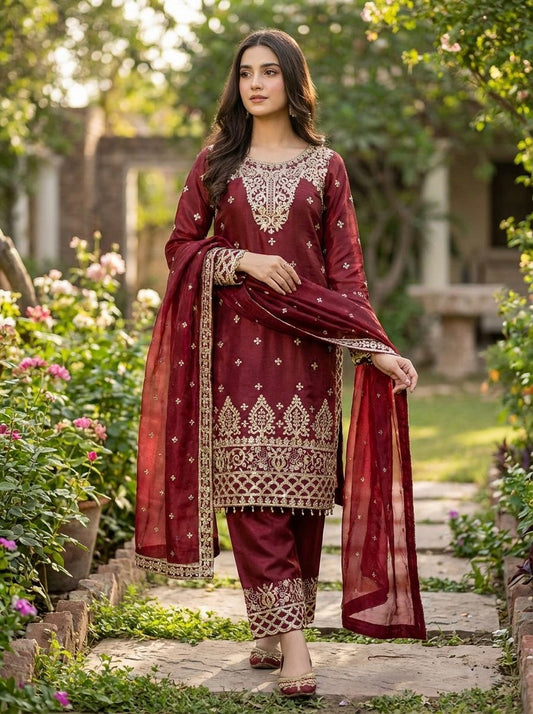 GMY SILK With Heavy Embroidery Sequence Work