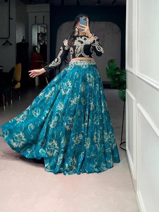 Tasar silk lehenga in stunning hues