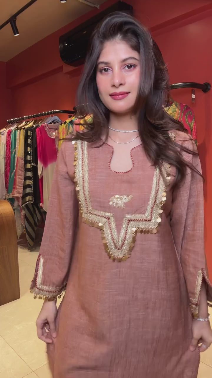 Radhi Designer Neckline & Gold Detailing Co-ord Set.
