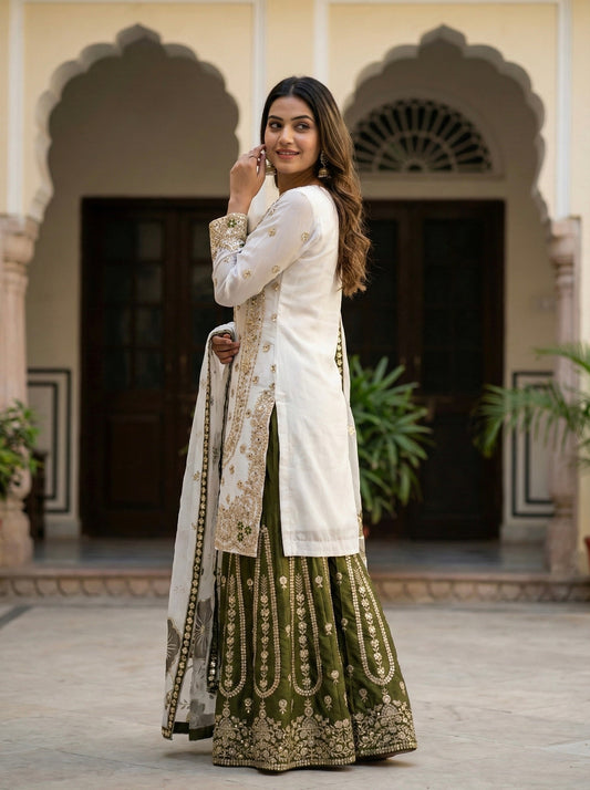 Heavy Embroidery Sequence Work Top-Bottom