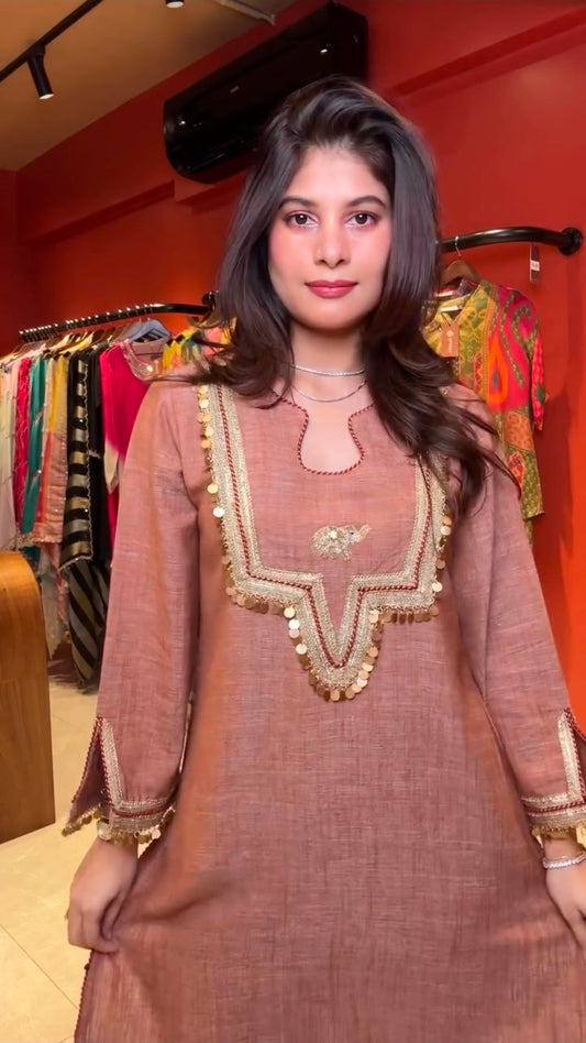 Radhi Designer Neckline & Gold Detailing Co-ord Set.